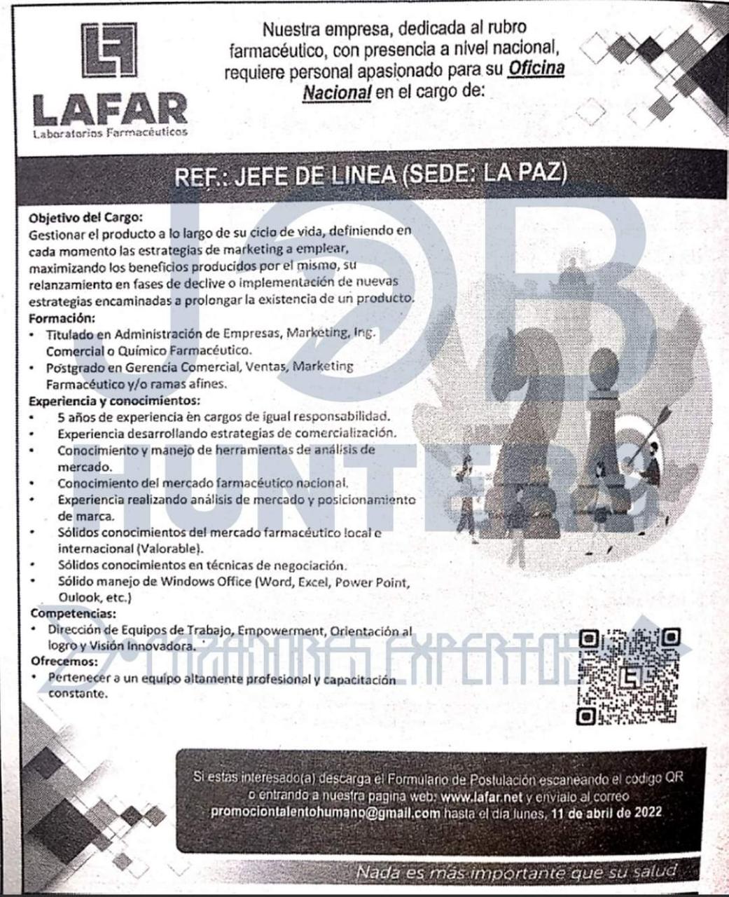 JEFE DE LINEA Trabajando Bolivia